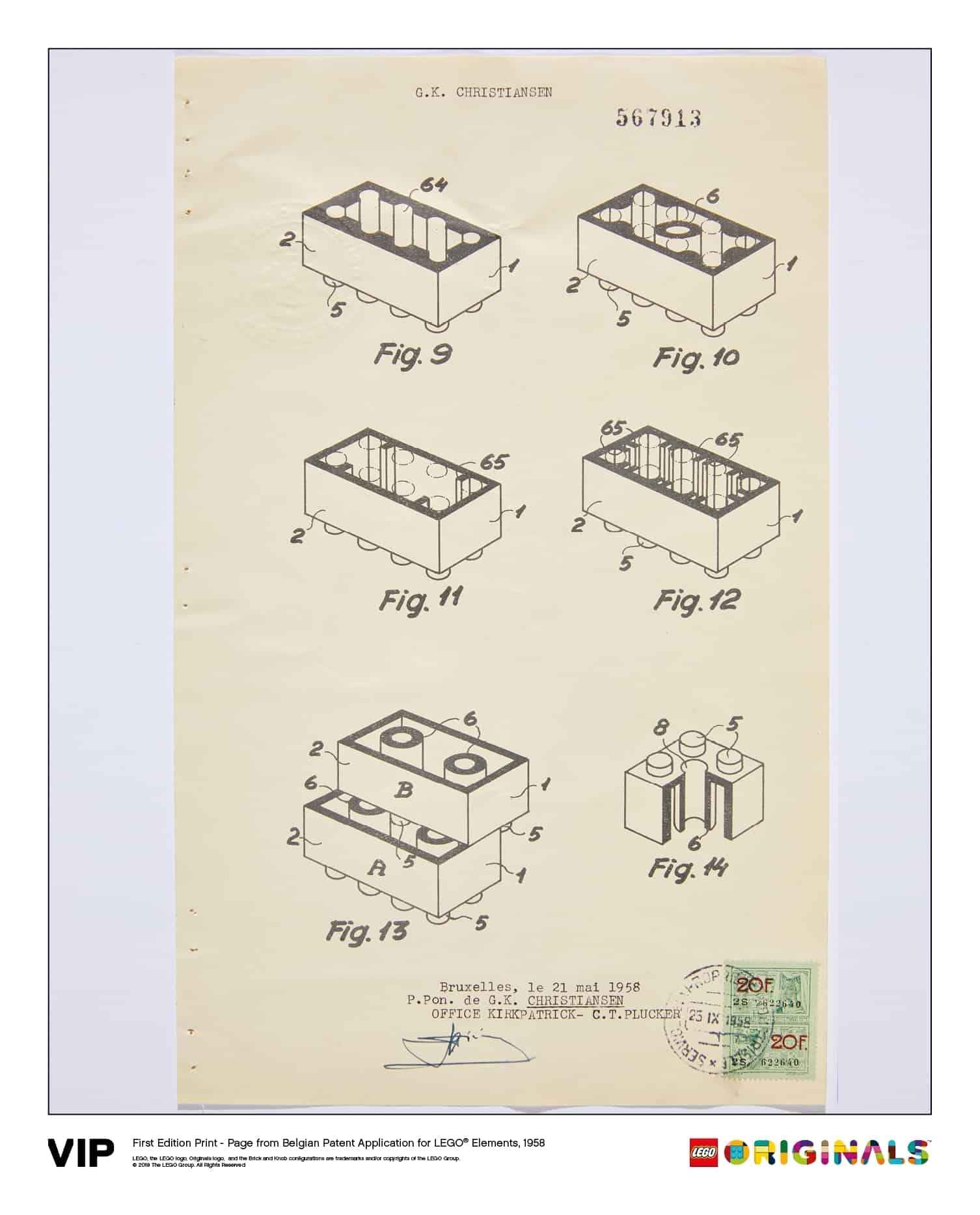 Belgian Patent Lego Elements 1963 5005996